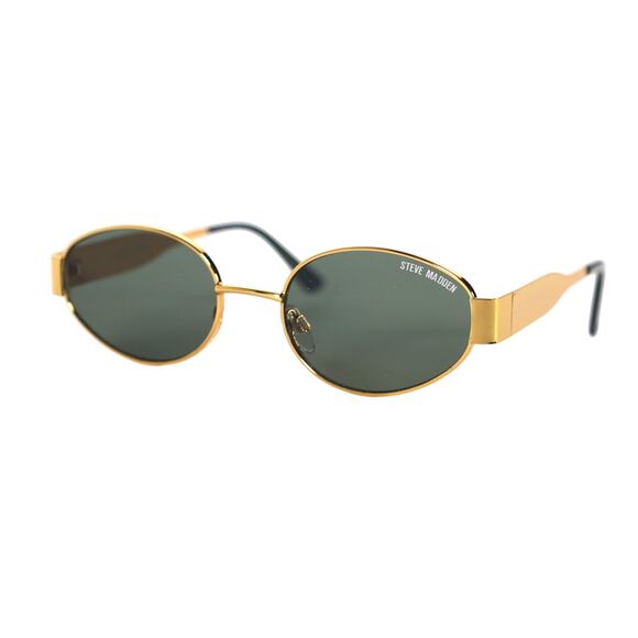 Steve Madden MYSTIE Narrow Oval Sunglasses - Gold / Green - NWT - Picture 1 of 8